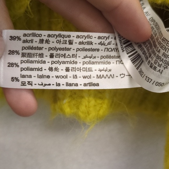 Zara Women's Abstract Neon Knit Cropped Oversized Maximalist Sweater Size M - Picture 7 of 8